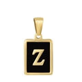 Classic 18K gold plated stainless steel necklace featuring a black enamel letter Z pendant - Letter Z
