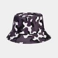 Close-up of camouflage bucket hat in purple and grey with twill fabric texture - M (56-58cm) / Dark Purple Digital Camo (7#)