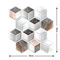 Detailed 3D hexagon marble wall sticker showing 30x30cm size and grey geometric patterns - 542-Hexagon Marble Texture
