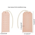 Pink PU leather earring display holder with hanging cord and detailed size measurements - Apricot Pink