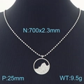 Silver round mountain pendant necklace for friends with 700mm chain length - Round Mountain Pattern Style (KN231701-K)