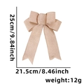 Large burlap Christmas bow decoration with flocking stripes and reindeer snowflake patterns - Khaki Bowknot
