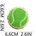 Detail eines 6,6 cm grünen Chenille-Tennisball-Aufnähers mit goldenem Glitzerrand und Nähten - Tennis-Stil (2号) / Grün und Gold