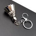 Silver metal badminton shuttlecock keychain with lobster clasp and ring sport souvenir - Badminton with Lobster Clasp Style