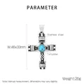 Macro view of titanium steel cross pendant with turquoise inlay and vintage crown details - Turquoise Inlaid Cross Pendant (KP119892-MI)