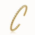 Bracciale rigido aperto placcato oro minimalista con trama a corda ritorta lucida - Oro