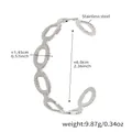 Bracelet jonc ouvert en acier inoxydable argenté avec maillons ovales et mesures - Style de Lien Creux Oval (Z321) / Acier