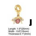 Macro detail of bee pendant with pink zircon and blue stones showing 25mm length dimensions - Bee Pendant/Letter J