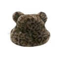 Dettaglio del cappello a secchiello leopardato con graziose orecchie da orso in finta pelliccia - M (56-58cm) / Leopardo Piccolo Chiaro
