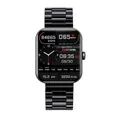 F57L smartwatch with black metal strap showing heart rate and sleep monitoring - Three-bead Steel Strap / Black