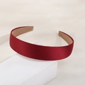 Elegant wine red satin headband for women with non-slip khaki velvet lining - Burgundy