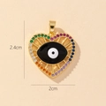 Golden heart evil eye pendant with colorful gems and size markings 2.4cm by 2cm - Gold Heart Rainbow Border Evil Eye Pendant (3)