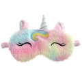 Rainbow plush unicorn sleep mask with silver horn and soft elastic strap for sleeping - Rainbow Unicorn