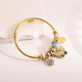 Elegant gold butterfly charm bracelet with cable chain design and crystal beads - Black