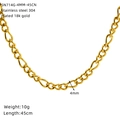 Detail einer 4mm breiten 18k vergoldeten Edelstahl-Kubakette mit Größenangaben - 45cm (SN714G-4MM-45CM)
