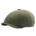 Vintage olive green cotton newsboy cap with classic metal logo detail and retro style - Adjustable (58-61cm) / Army Green