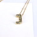 Golden 18k plated J-letter balloon pendant necklace with sparkling cubic zirconia stones - Letter J