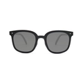 Classic black foldable sunglasses with dark grey lenses and silver square metal rivets - Spring Hinge + Premium Box + Cloth / Bright Black