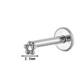 G23 titanium labret sieraad met een 2,5mm zilveren bloemkraal ontwerp - 2.5mm (582-6#) / Zilver