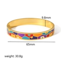 Macro shot of 9.8mm gold enamel bangle showing detailed dimensions and colorful patterns - Geometric Color Splicing Style (TB7045)