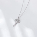 925 silver key necklace with sparkling zircon pavé setting on a white background - 925 Silver / White