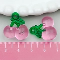 Pink semi-transparent cherry pendant diy charm in resin for jewelry making - Pink Acrylic Cherry (22161)