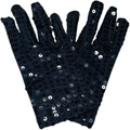 Glittering black sequin performance gloves for kids' stage dance and party costumes - One Size / Black