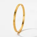 Slim gold stainless steel bangle with square block ice cube texture and cubic zirconia - Square Ice Cube Texture Bangle (KAS951)