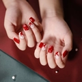 JP1279-Red White Snowflake Bow