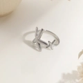 Fashion starfish stainless steel open ring with realistic textures for beach vacations - Starfish Style (XKR0055) / Steel
