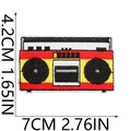 Detailed retro cassette player embroidery patch with 7x4.2cm size measurements - Red Retro Radio (1号)