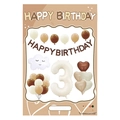 Retro cream digital 3 balloon set with caramel latex balloons and heart-shaped foil decor - FG23 Cream Series Number 3 + Banner