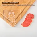 Christmas reindeer cookie mold made of clear acrylic for holiday baking and fondant icing - QA0360-Reindeer Stocking Embosser