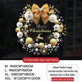 Golden Christmas wreath static window sticker with reindeer and snowflake ornaments - Extra Large 80*80CM