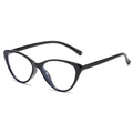 Classic black cat-eye anti-blue light glasses frame with vintage oversized aesthetic - Bright Black