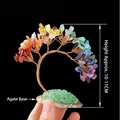 Seven chakra crystal money tree with natural agate base, 10-11cm handcrafted ornament - 7 Chakra Phoenix Tail Tree (Green Base)