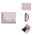 Short lavender tri-fold women wallet with litchi grain leather and multiple card slots - Light Purple