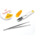 DIY jewelry tool set including 0.8mm crystal elastic thread, orange scissors, and tweezers - Material Bag (String + Scissors + Tweezers)
