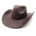 Dettaglio di un cappello da cowboy in feltro marrone scuro con tesa larga e corona - M (56-58cm) / caffè