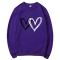 Felpa viola a girocollo con stampa graffiti a cuore in comodo cotone jersey - S / Graffiti a Doppio Cuore / Viola