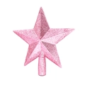 Detalle de estrella rosa brillante para copa de árbol de Navidad sobre fondo blanco - 20cm / Rosa