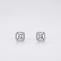 Orecchini a perno quadrati in argento S925 con zirconi scintillanti e design halo micro-pave - Argento 925 / Argento 925