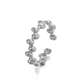 Silver wide-band open heart ring featuring a unique beaded texture and metallic luster - Streamlined Dots / Silver
