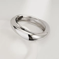 Polished silver wide oval bangle featuring a side hinge and minimalist metal design - Bold Oval Hinged Wide Bangle (SL276) / Silver