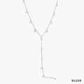 Collana a Y in acciaio inossidabile argento con delicati ciondoli in zircone - Collana in Zircone Bianco Argento (D1250)