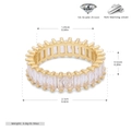Dimensioni dettagliate dell'anello in argento 925 con zircone 5A e placcatura in oro - Taglia US 6 / Oro