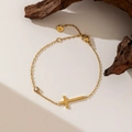 Elegante 18K vergoldete Halskette mit minimalistischem Kreuzanhänger und Zirkon-Detail - Kreuz Armband (Gold)