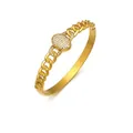 Detail view of 18k gold plated stainless steel bracelet with cubic zirconia inlay and dimensions - Oval White Zirconia Style (Z397) / Gold