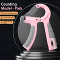 Pink adjustable hand gripper 5-60kg with mechanical counter and TPR non-slip handles - 5-60kg Mechanical Counting / Pink Gray