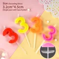 Colorful number 3 birthday candle with drip protector and holder for party cake - New Color Number Candle 3